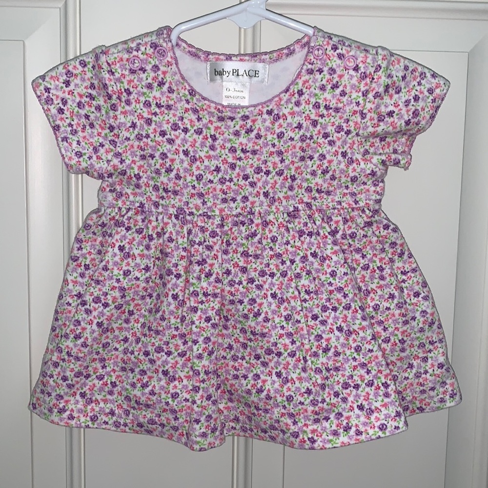 baby Place, 0-3m,Cute Little Cotton Floral Onesie Dress, Purple/Pink/White/Green